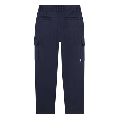 Navy - Back - Boss Childrens-Kids Regular Cargo Trousers