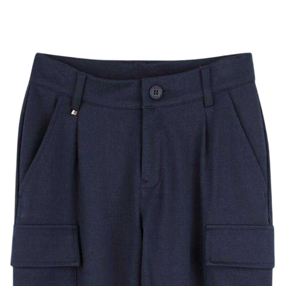 Navy - Side - Boss Childrens-Kids Regular Cargo Trousers