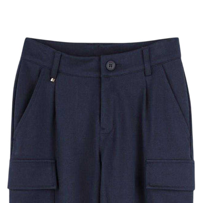 Navy - Side - Boss Childrens-Kids Regular Cargo Trousers