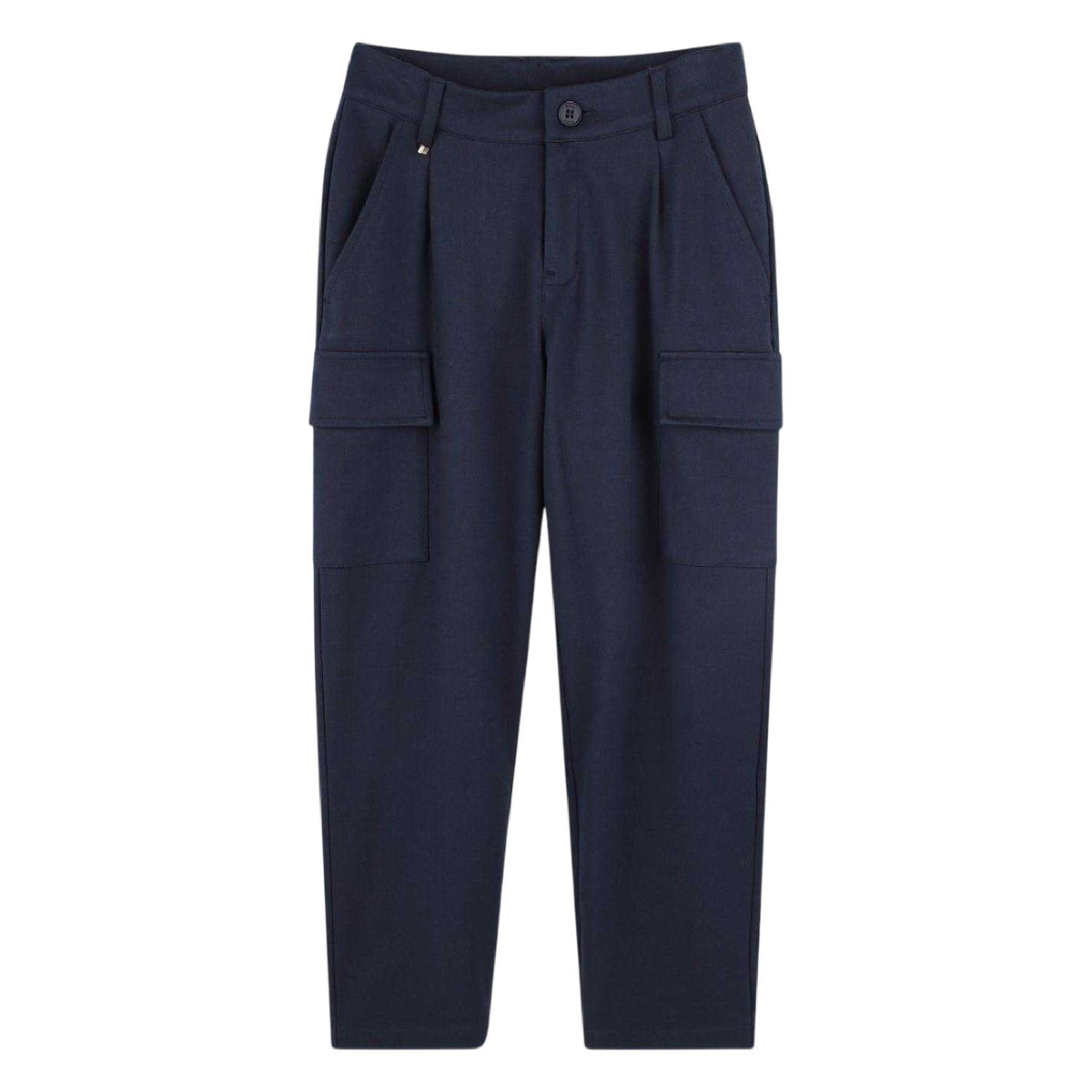 Navy - Front - Boss Childrens-Kids Regular Cargo Trousers