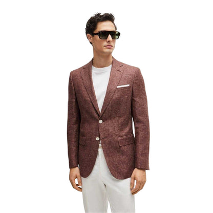 Brown - Front - Boss Mens H Hutson Slim Formal Suit Jacket