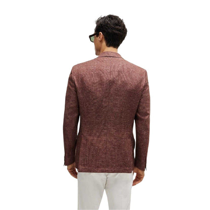 Brown - Back - Boss Mens H Hutson Slim Formal Suit Jacket