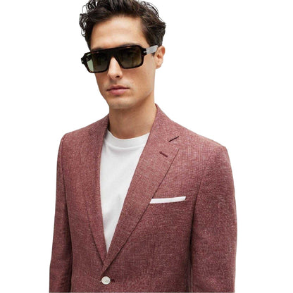 Brown - Side - Boss Mens H Hutson Slim Formal Suit Jacket