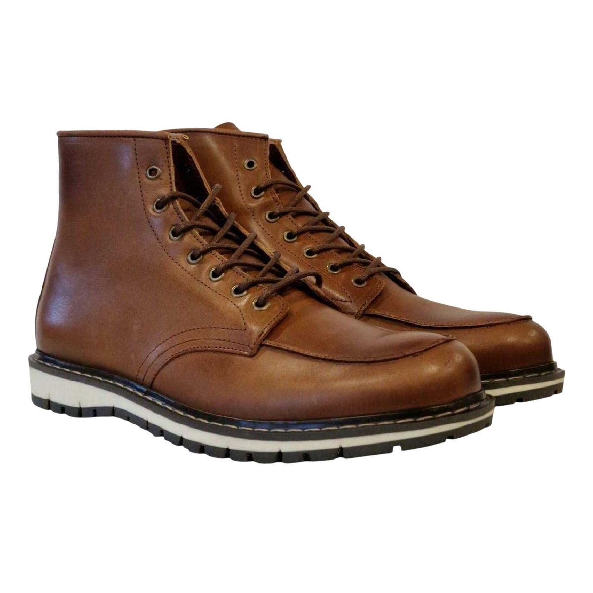 Tan - Pack Shot - Firetrap Mens Wing Leather Contrast Sole Flat Ankle Boots