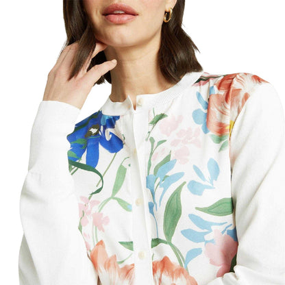 Ivory - Side - Ted Baker Womens-Ladies Lily Cotton Linen Button Through Cardigan