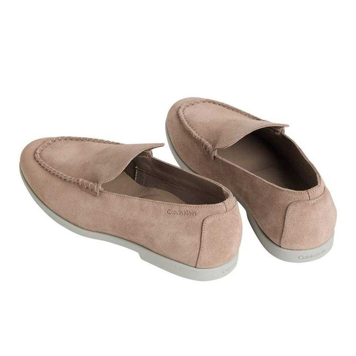 Taupe - Back - Calvin Klein Mens Suede Flat Loafers