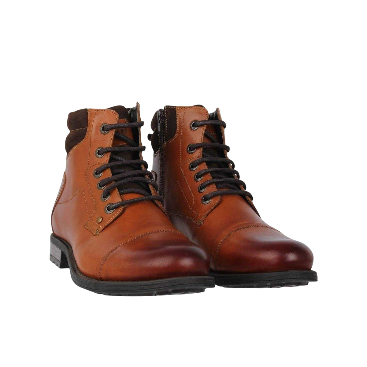 Tan - Pack Shot - Firetrap Mens Hays Leather Low Heel Boots