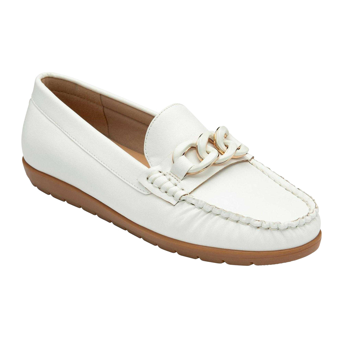 White - Side - Lotus Shoes Womens-Ladies Coma Loafers