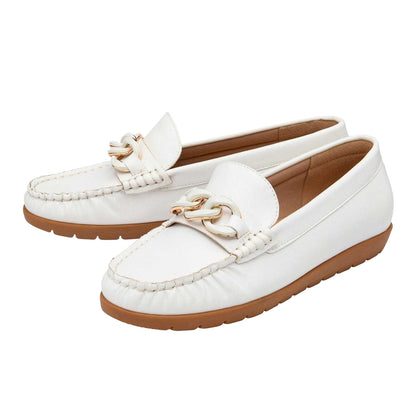 White - Pack Shot - Lotus Shoes Womens-Ladies Coma Loafers