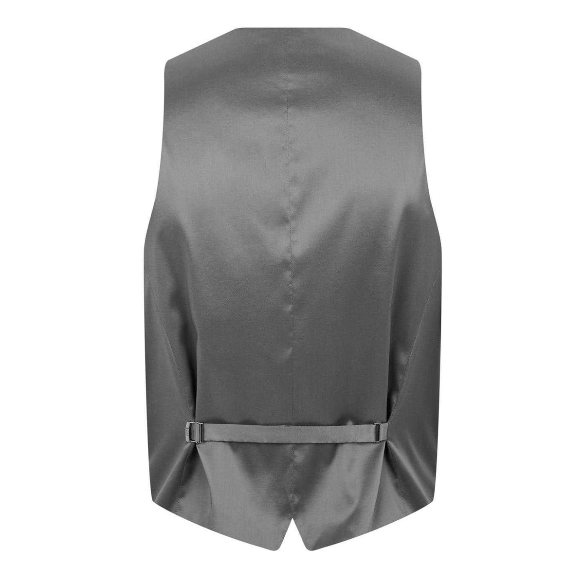 Grey - Back - Boss Mens Textured Slim Sleeveless Waistcoat