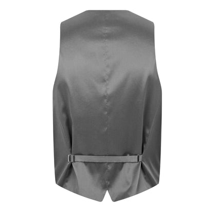 Grey - Back - Boss Mens Textured Slim Sleeveless Waistcoat