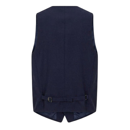 Navy - Back - Boss Mens Textured Slim Sleeveless Waistcoat