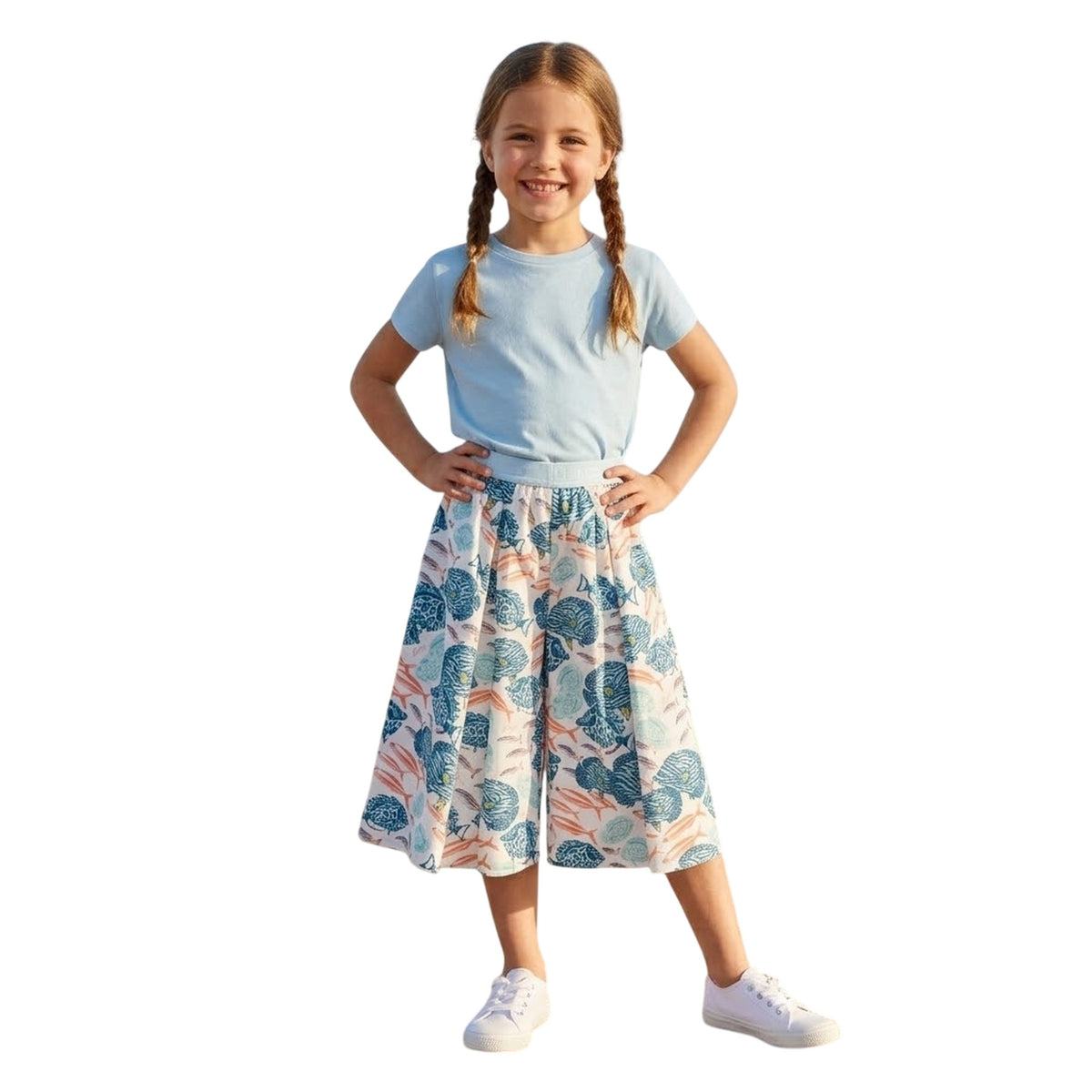 White - Pack Shot - Kenzo Childrens-Kids Ocean Wide Leg Trousers