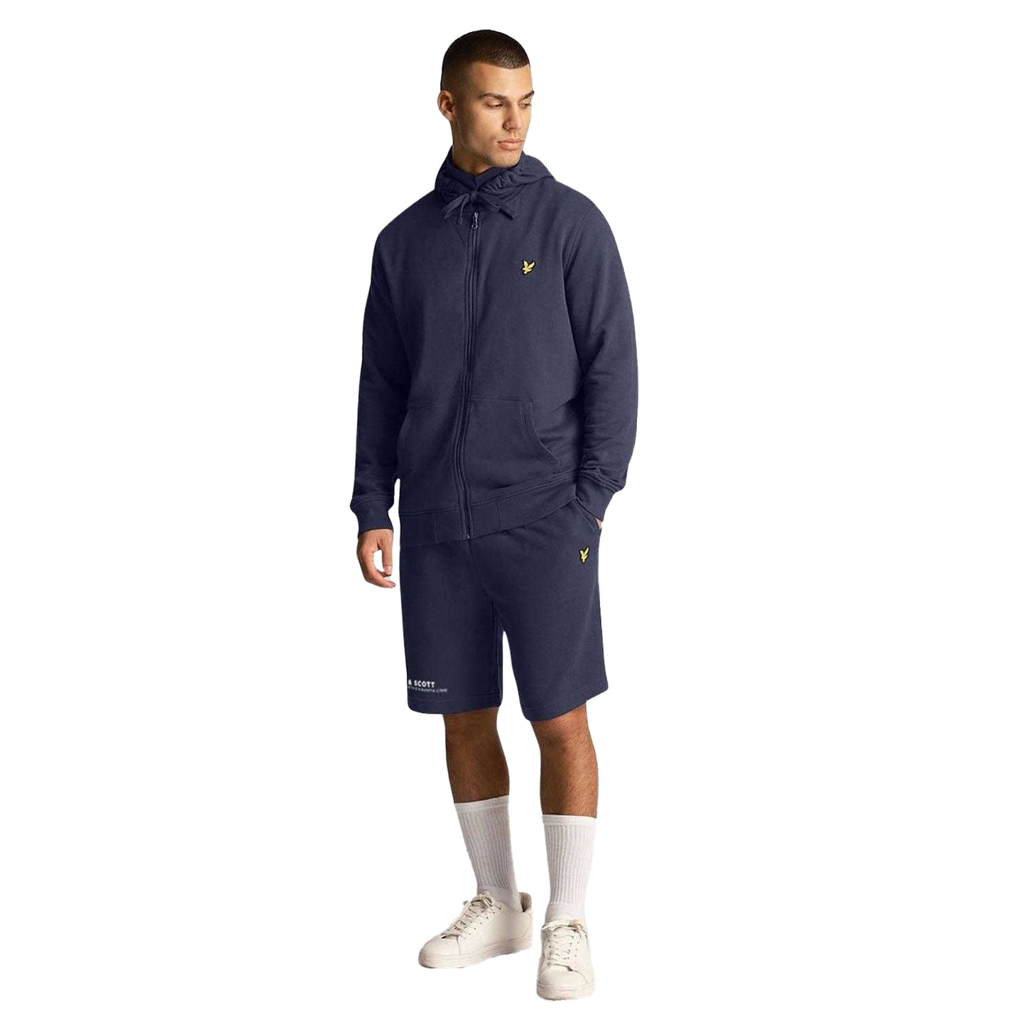 Navy - Pack Shot - Lyle & Scott Mens Co-Ordinate Printed Sweat Shorts