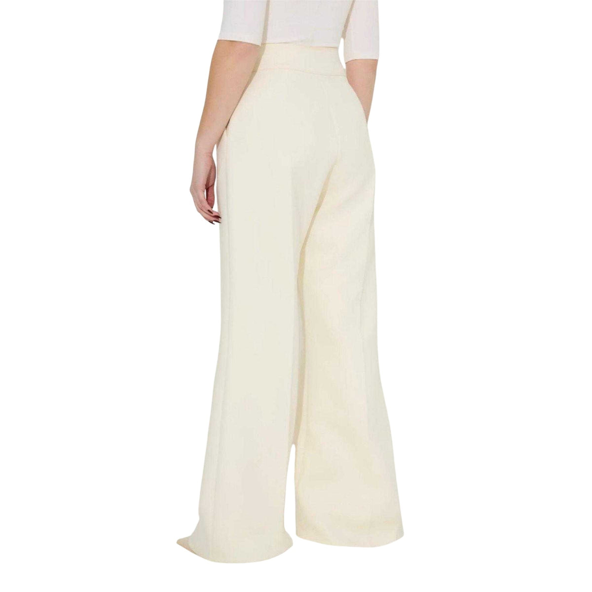Cream - Back - Odd Muse Womens-Ladies Tailored Trousers