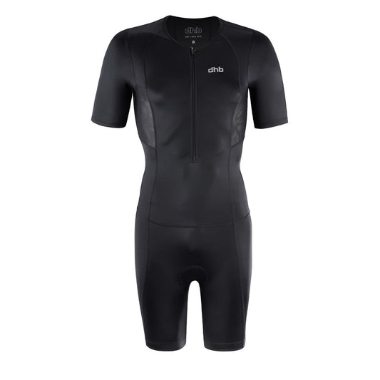 Black - Front - dhb Mens Fitted Trisuit