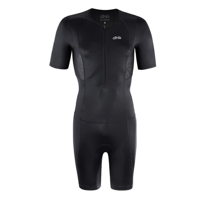 Black - Front - dhb Mens Fitted Trisuit