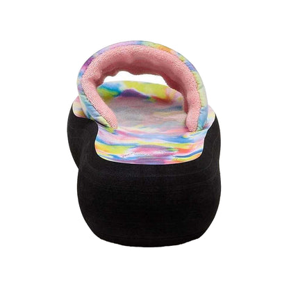 Pink - Back - Rocket Dog Womens-Ladies Splash Rainbow Tie Dye Flatform Sliders