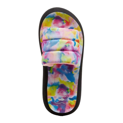Pink - Pack Shot - Rocket Dog Womens-Ladies Splash Rainbow Tie Dye Flatform Sliders
