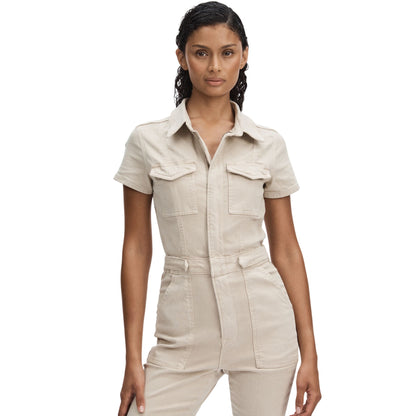 Ecru - Lifestyle - Good American Womens-Ladies Palazzo Jumpsuit