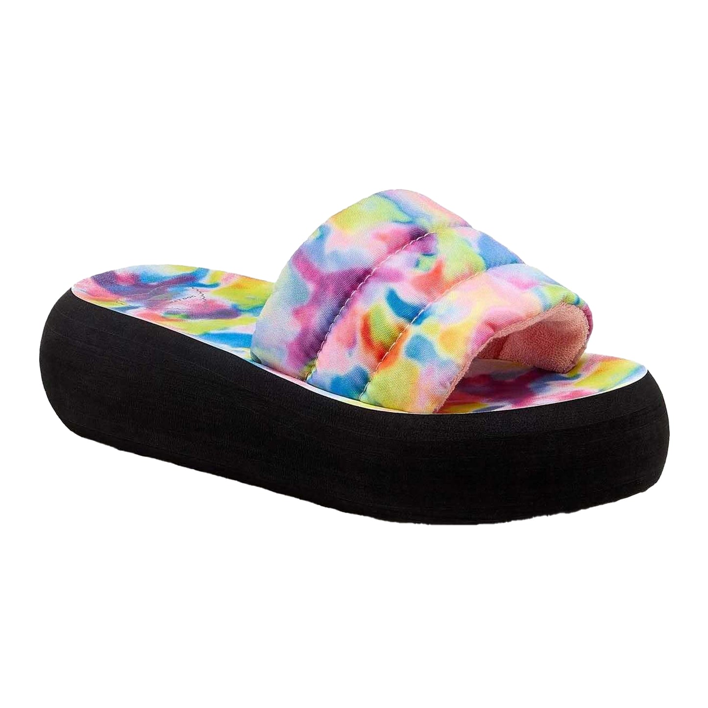 Pink - Front - Rocket Dog Womens-Ladies Splash Rainbow Tie Dye Flatform Sliders