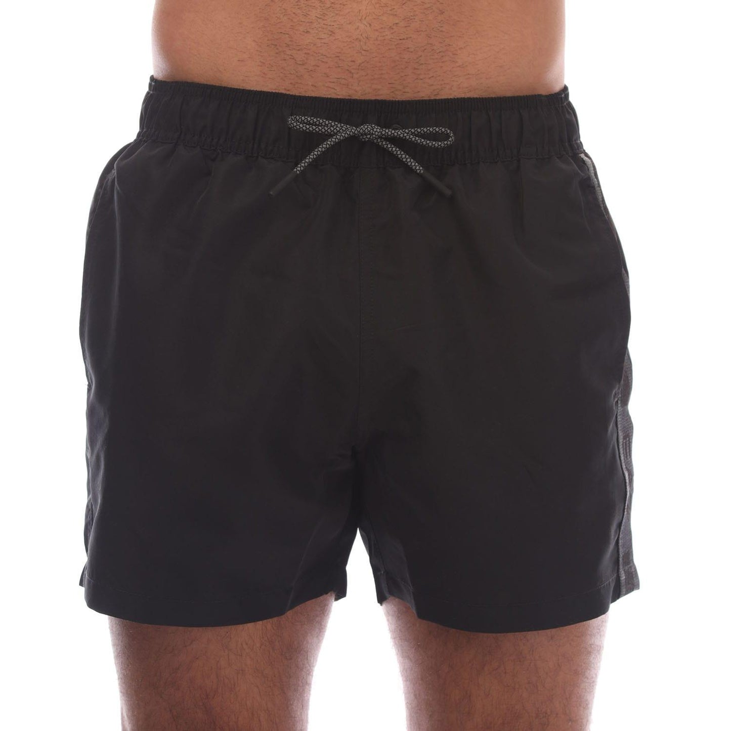 Black - Front - Emporio Armani Mens Logo Taped Swim Shorts