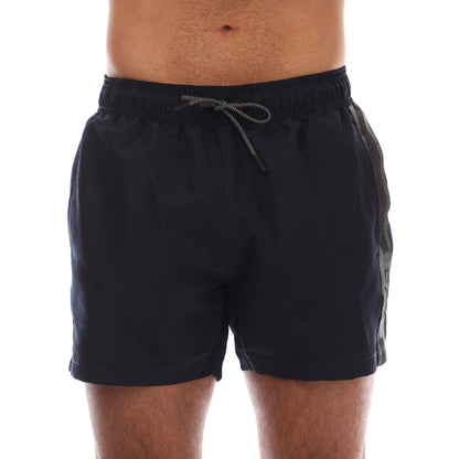 Navy - Front - Emporio Armani Mens Logo Taped Swim Shorts