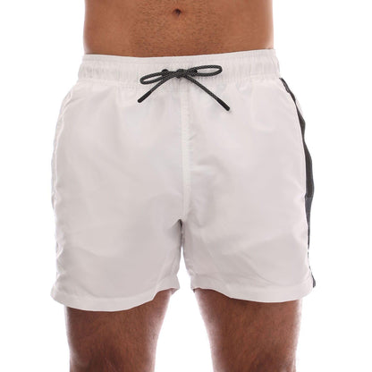 White - Front - Emporio Armani Mens Logo Taped Swim Shorts