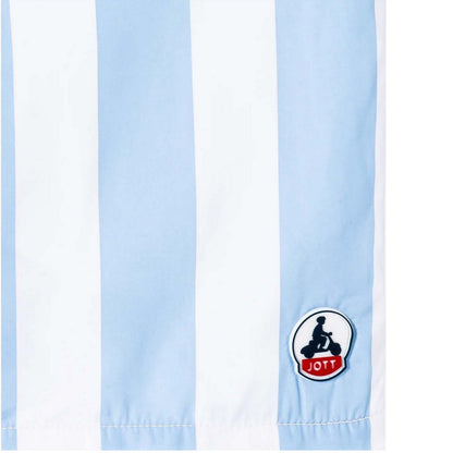 Blue-White - Side - Jott Mens Deauville Contrast Striped Swim Shorts