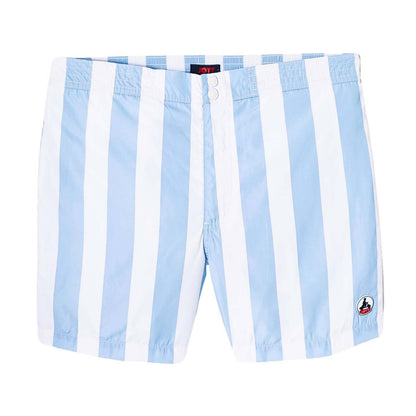 Blue-White - Front - Jott Mens Deauville Contrast Striped Swim Shorts