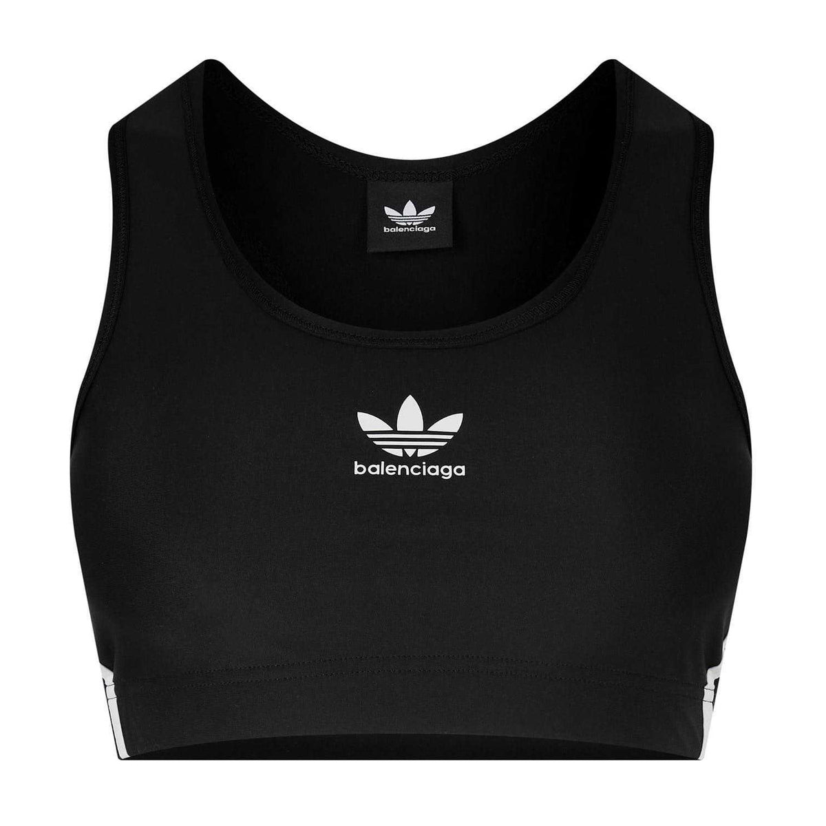 Black-White - Front - Balenciaga Womens-Ladies Adidas Soft Sports Bra