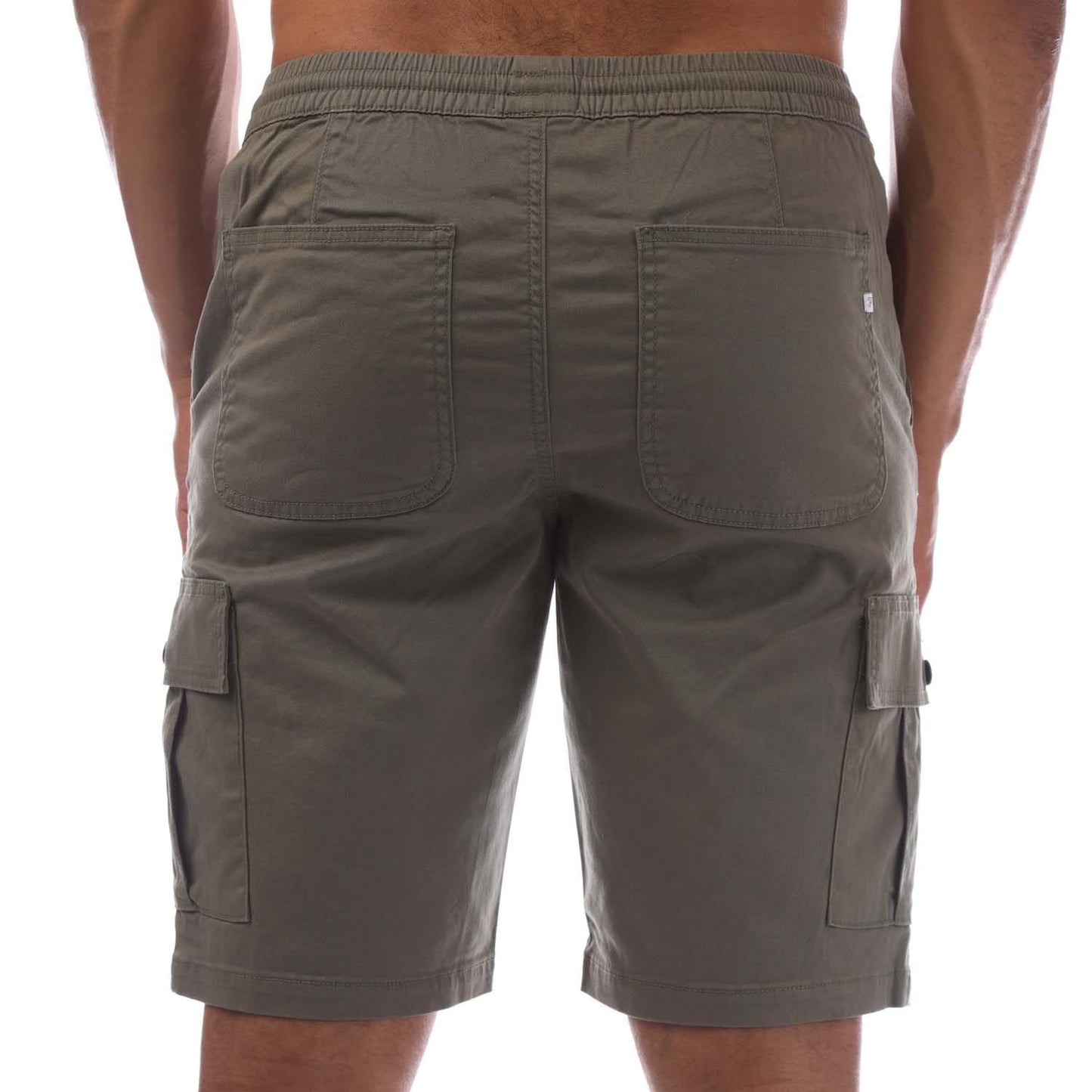 Green - Back - Farah Mens Crane Twill Organic Cargo Shorts