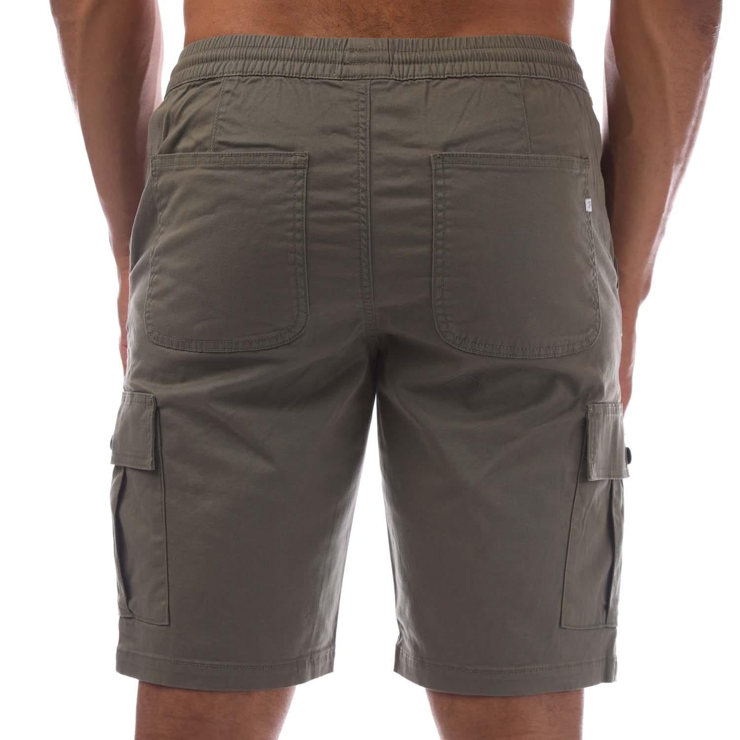 Green - Back - Farah Mens Crane Twill Organic Cargo Shorts