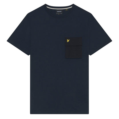 Navy - Front - Lyle & Scott Mens Woven Pocket T-Shirt