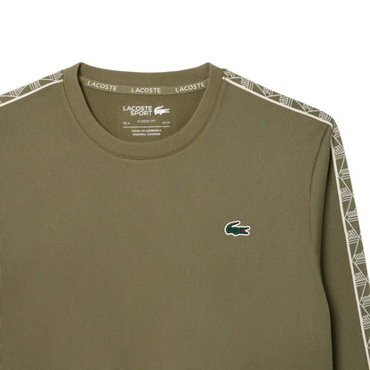 Khaki Green - Side - Lacoste Mens Interlock Jacquard Tennis Sweatshirt
