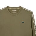 Khaki Green - Side - Lacoste Mens Interlock Jacquard Tennis Sweatshirt