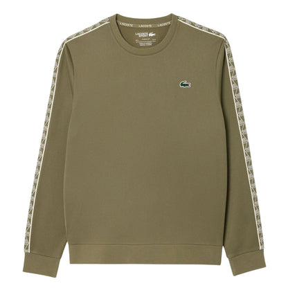 Khaki Green - Front - Lacoste Mens Interlock Jacquard Tennis Sweatshirt