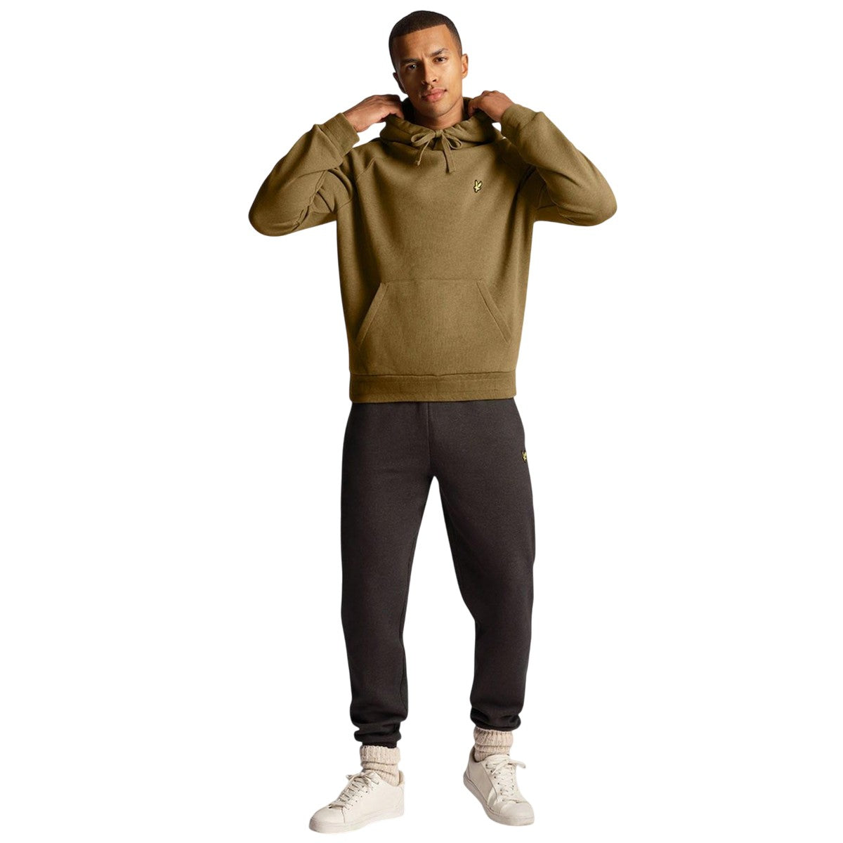 Olive - Pack Shot - Lyle & Scott Mens Racked Raglan Hoodie