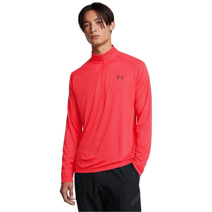 Racing Red - Back - Under Armour Mens Tech Textured Half Zip Top
