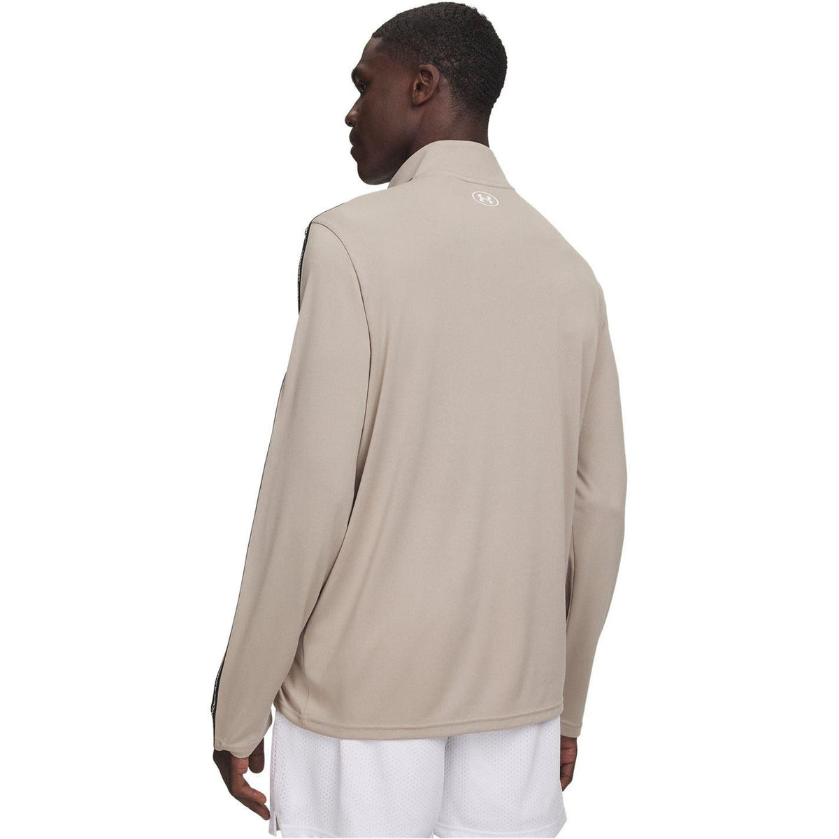 Taupe-Black-White - Back - Under Armour Mens Tech Textured Half Zip Top