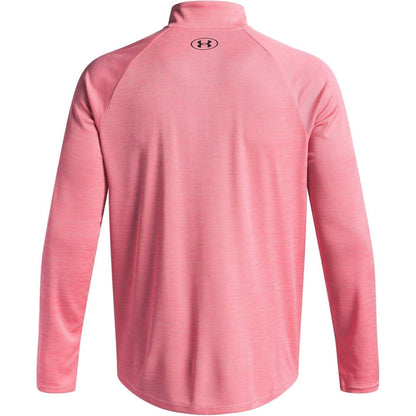 Pink - Back - Under Armour Mens Tech Textured Half Zip Top
