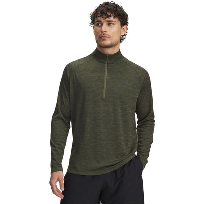 Green - Front - Under Armour Mens Tech Textured Half Zip Top