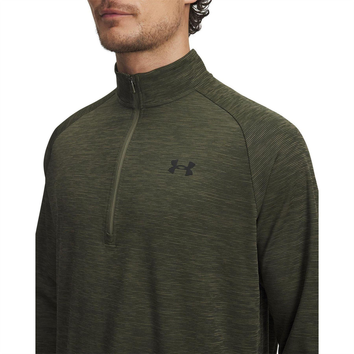 Green - Side - Under Armour Mens Tech Textured Half Zip Top