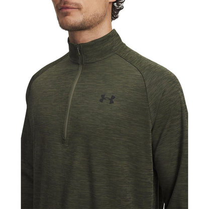 Green - Side - Under Armour Mens Tech Textured Half Zip Top