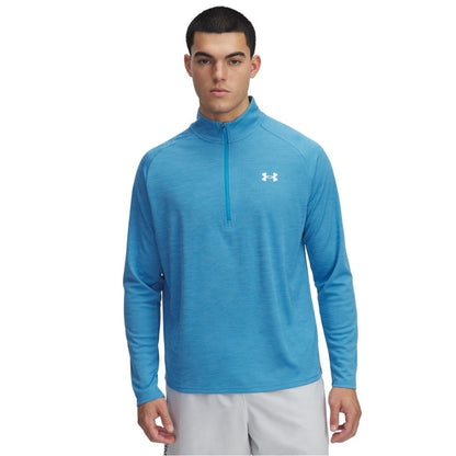 Blue-White - Side - Under Armour Mens Tech Textured Half Zip Top