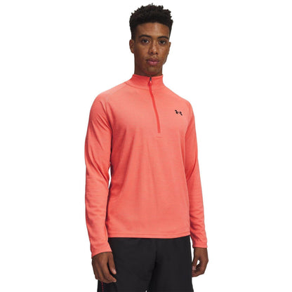 Venom Red-Black - Front - Under Armour Mens Tech Textured Half Zip Top