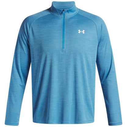 Ethereal Blue - Front - Under Armour Mens Tech Textured Half Zip Top