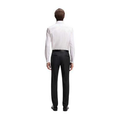 Dark Blue - Back - Boss Mens Wool Tuxedo Trousers