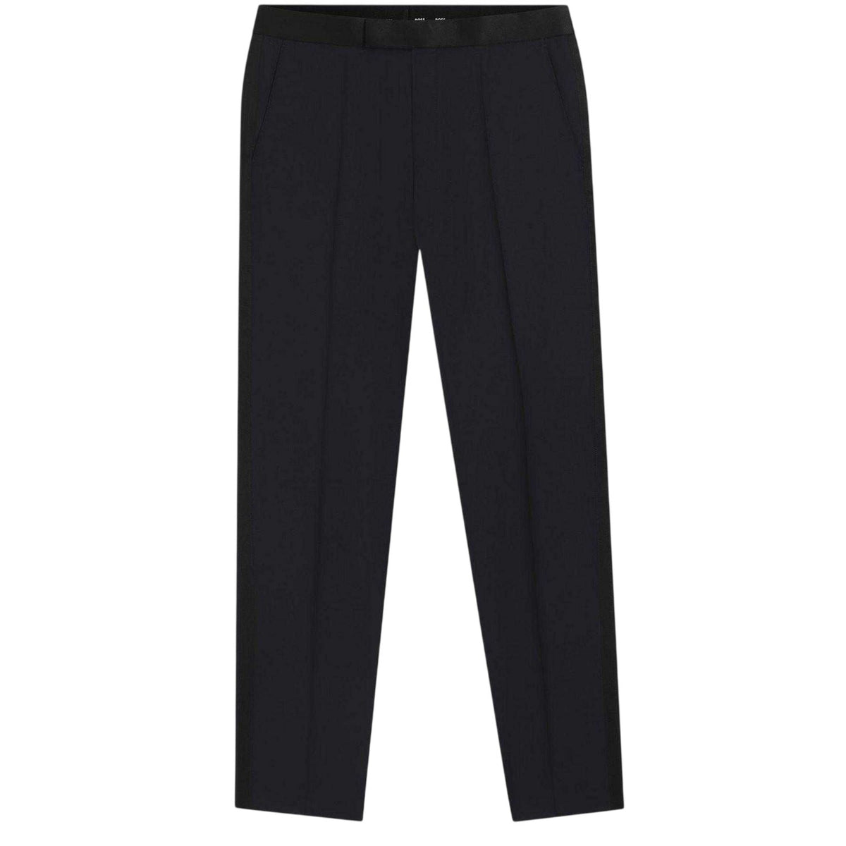 Dark Blue - Front - Boss Mens Wool Tuxedo Trousers