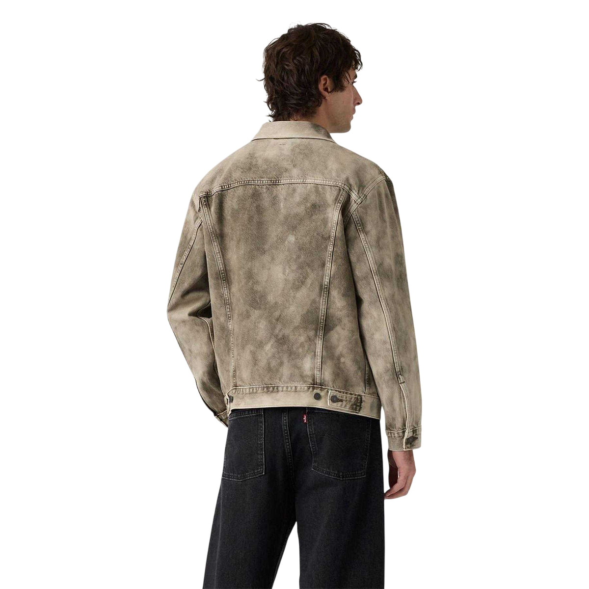 Green - Back - Levis Mens Camo Denim Relaxed Fit Trucker Jacket